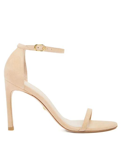 Stuart Weitzman White 105Mm Suede Sandals