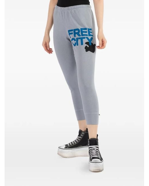Freecity Blue Cropped Printed Sweatpants