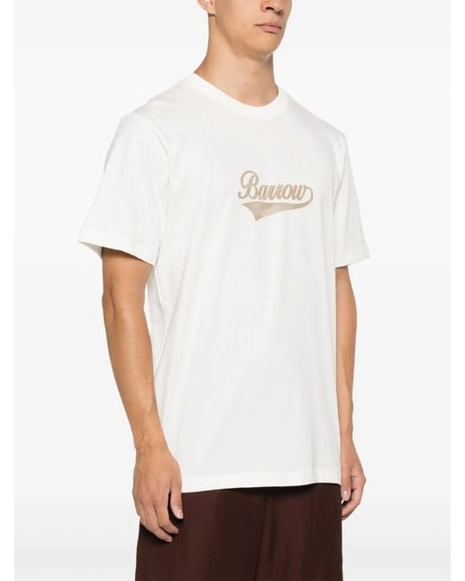 Barrow White Logo-Print T-Shirt