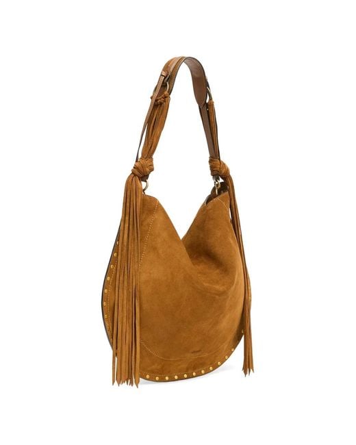 Isabel Marant Brown Oskan Hobo Soft Bag Fringes