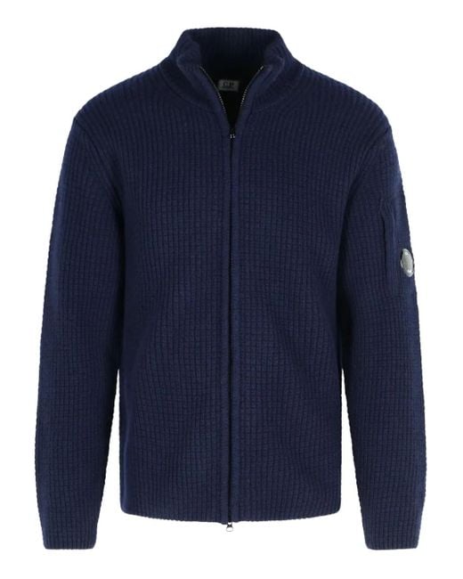 C P Company Geribbeld Jack Met Hoge Hals En Rits in het Blue voor heren