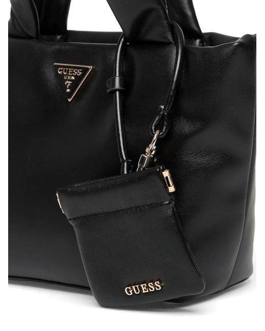 Guess Black Sunetra Logo-Plaque Padded Tote Bag