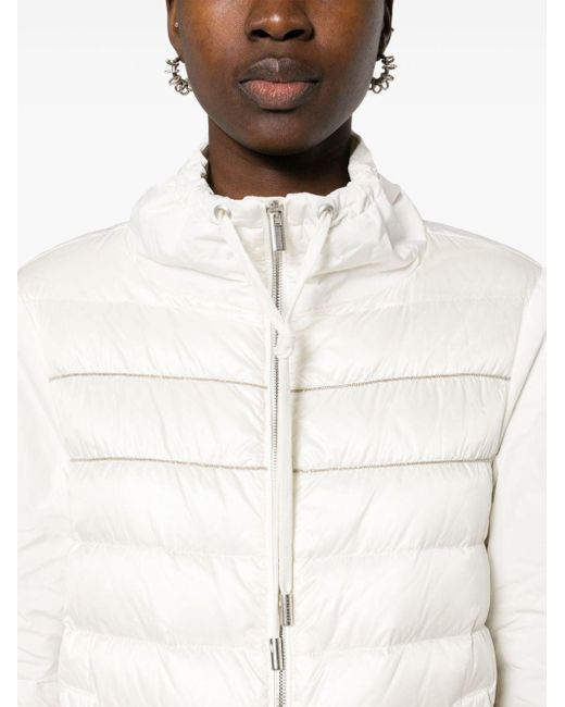 Peserico White Bead-detail Quilted Jacket