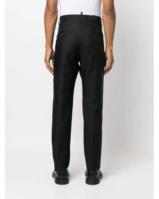 DSquared² Black Tailored Trousers With Classic Waistband And Subtle Pleats for men