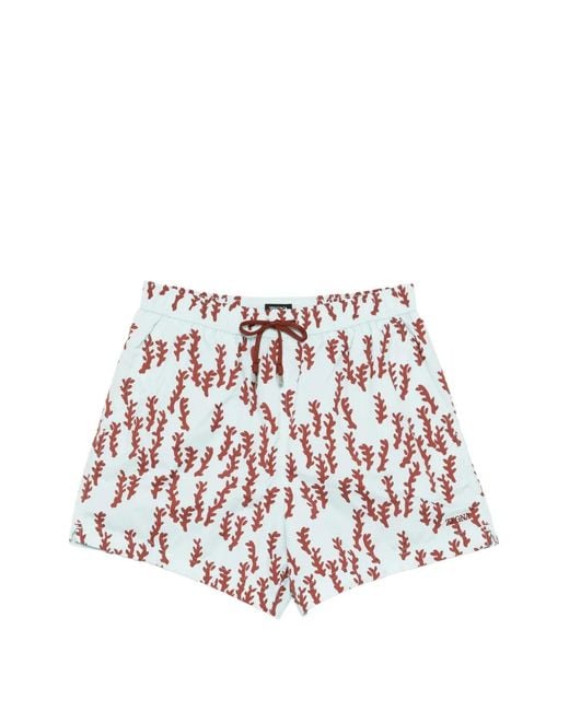 Zegna White Printed Drawstring Swim Shorts for men