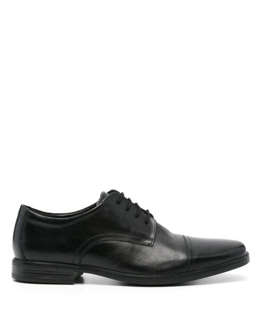 Clarks Black Howard Cap Leather Shoes for men