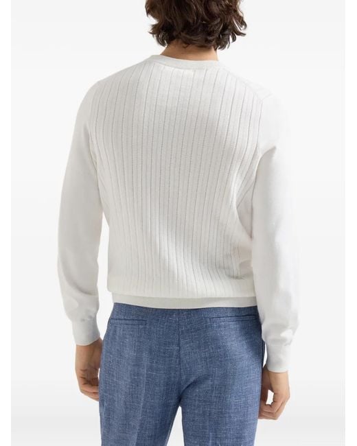 Pull Côtelé Brunello Cucinelli pour homme en coloris White