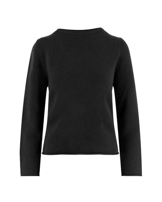 Allude Black Crew-Neck Cashmere Sweater