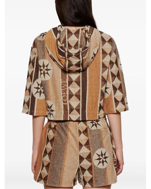 Loewe Brown Geometric-Pattern Hoodie