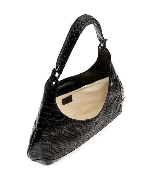 Moon woven embossed shoulder bag Isla de color Black