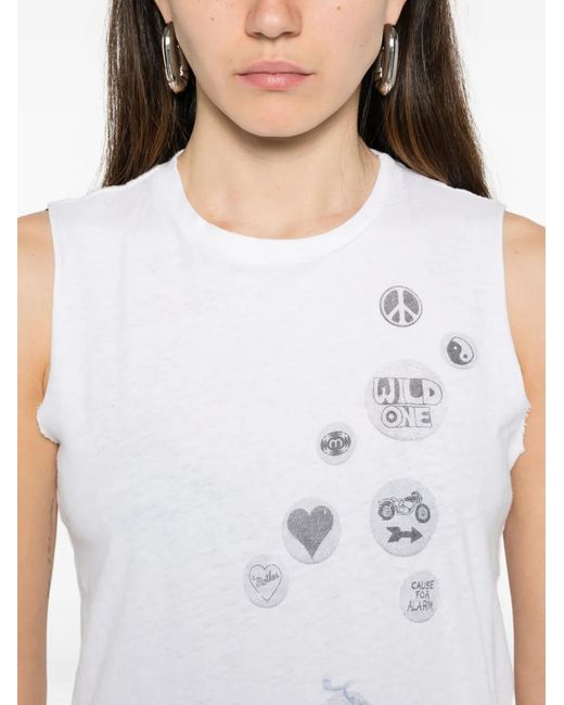 Mother Blue Graphic-Print Sleeveless Top