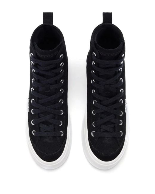 Courreges Black Panelled Canvas Sneakers