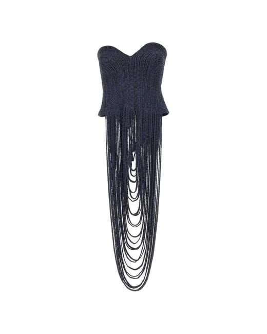 Bless Blue Talara Fringe-Detail Top