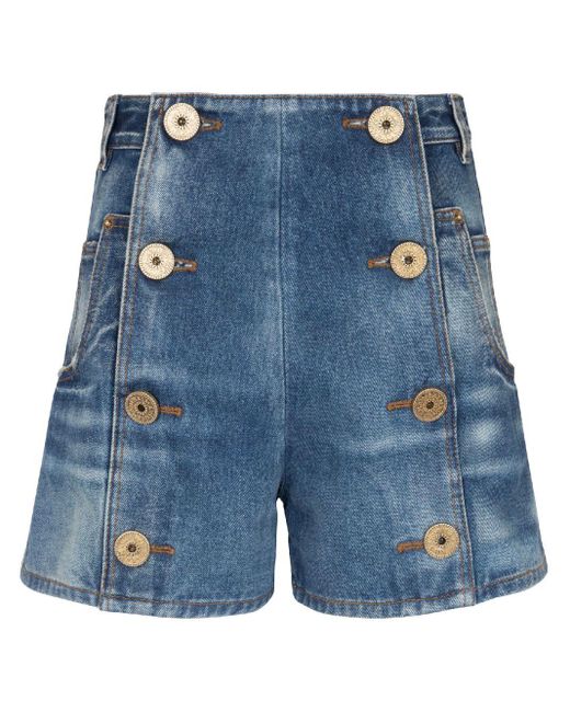 Shorts con parche con logo Balmain de color Blue