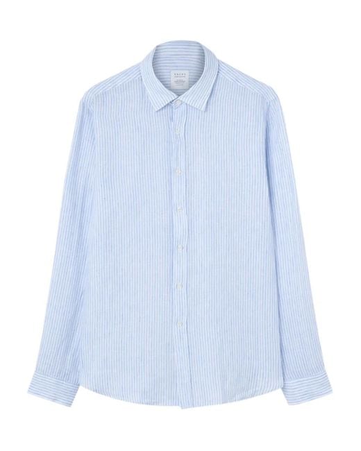 Xacus Blue Striped Linen Shirt for men