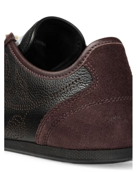 Jimmy Choo Black Sunny F And Chocolate Leather-Mix And Perforated Leather Low Top Trainers