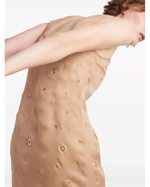 Prada Natural Eyelet-Detail Organza Midi Dress