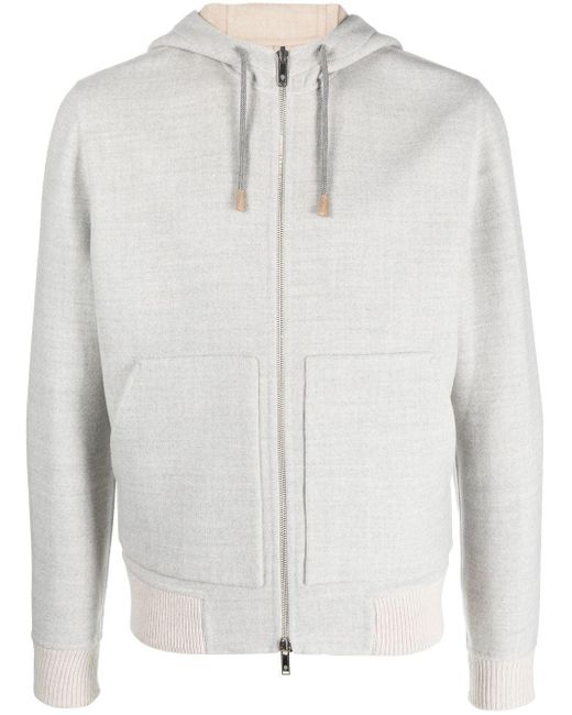 Eleventy Zipup Wool Bomber Jacket in White Lyst
