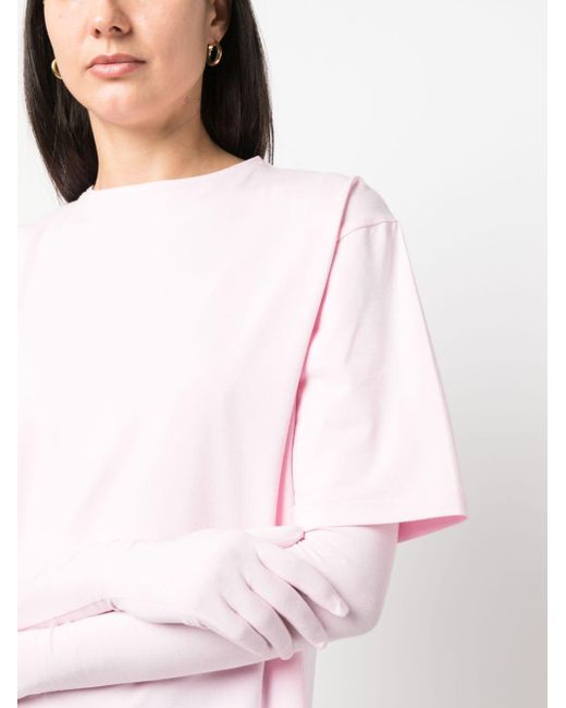 MANURI Pink Glove-sleeve T-shirt
