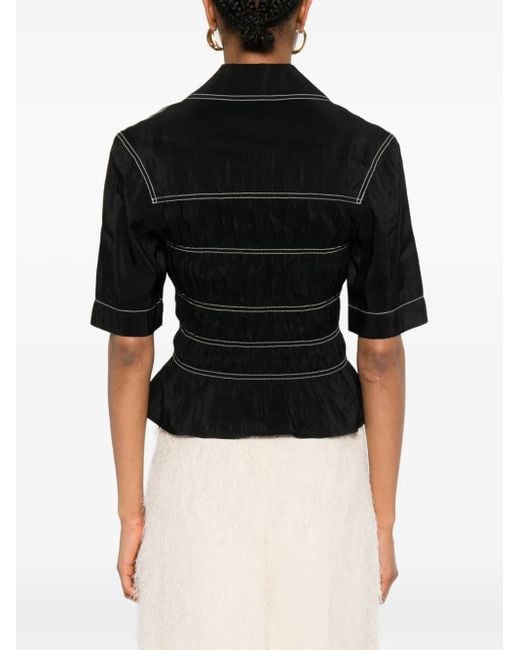Nanushka Blouse Met Gesmockt Detail in het Black