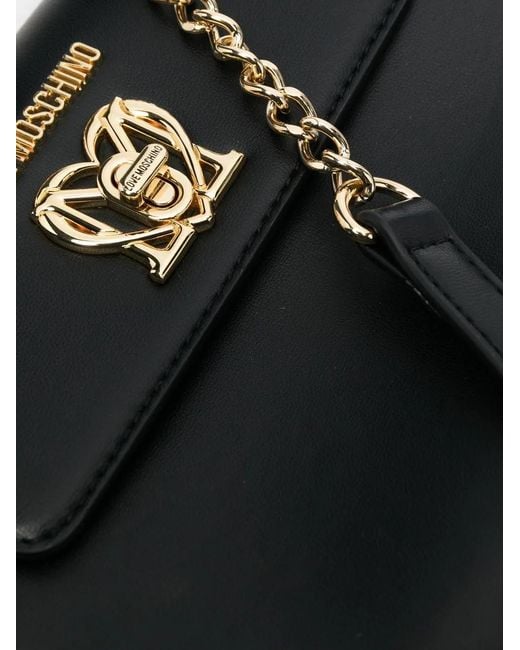 Love Moschino Black Logo-Plaque Tote Bag