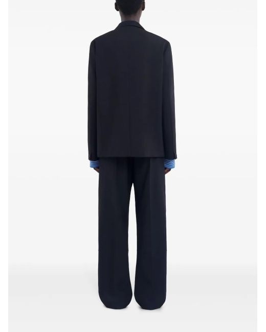 Marni Black Logo-Embroidered Wool Blazer for men