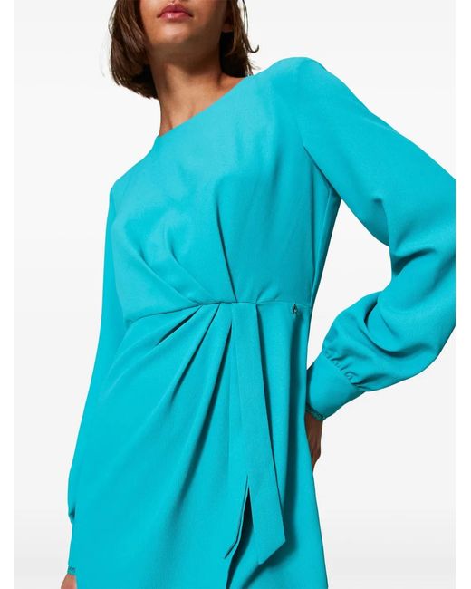 Twinset Blue Ruched-Detail Dress
