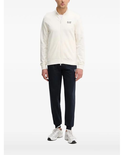 EA7 White Zip-Up Mock-Neck Sweatshirt for men