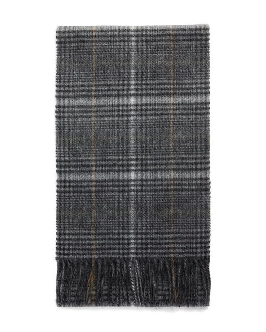 Barbour Gray Check-Fringe Scarf