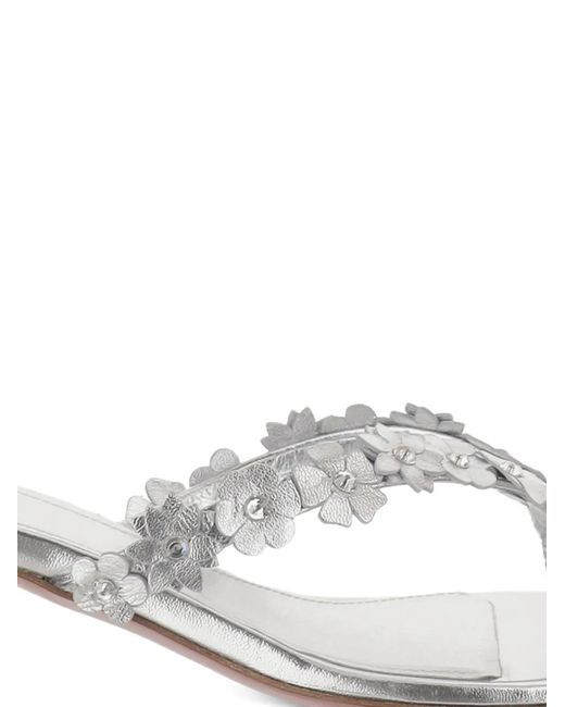 AMINA MUADDI White Janis Flower-Appliqué Sandals