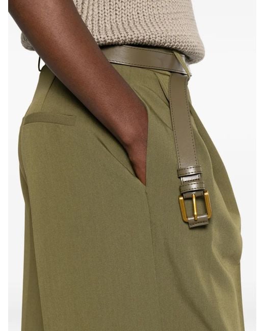 Imperial Green Belted Pleated Trousers