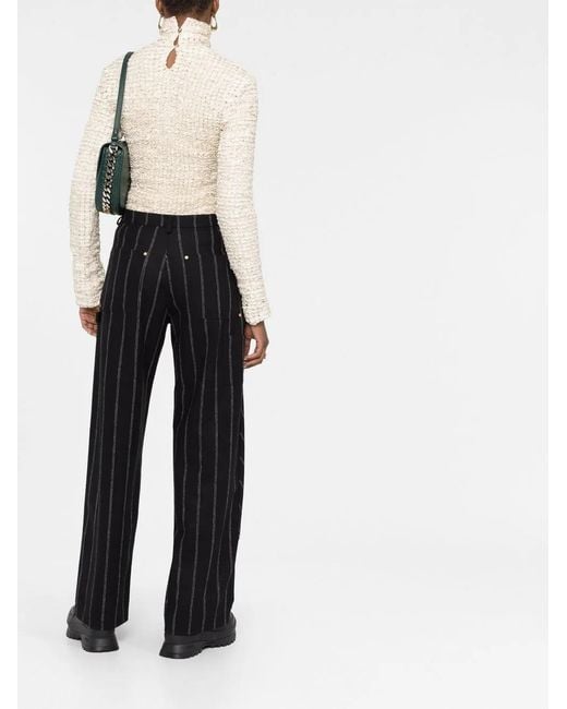 Stella McCartney Black Striped Straight-Leg Trousers