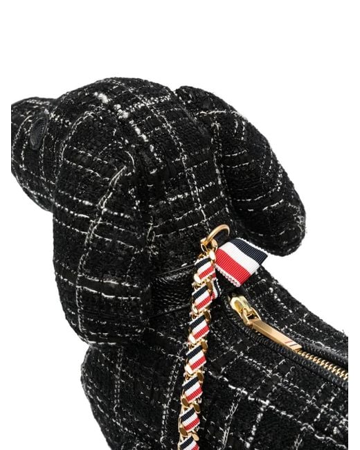 Thom Browne Black Mini Hector Tweed Shoulder Bag for men