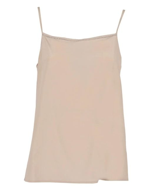 Top tipo camisola con ribete de cuentas Peserico de color Natural