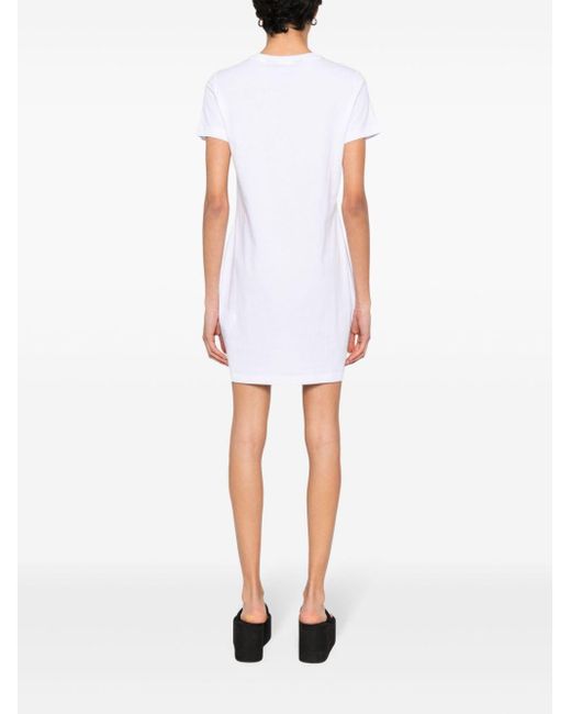 Just Cavalli White Kleid mit Tigerkopf-Print