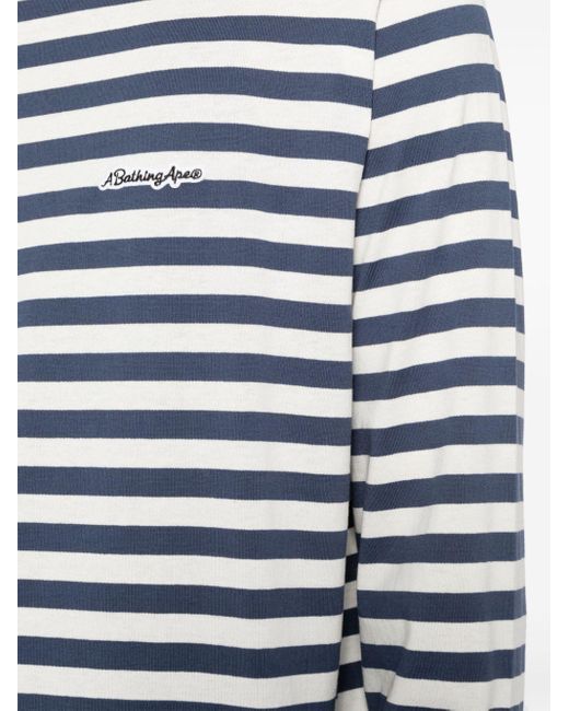 A Bathing Ape Blue Striped Cotton Long-sleeve T-shirt for men
