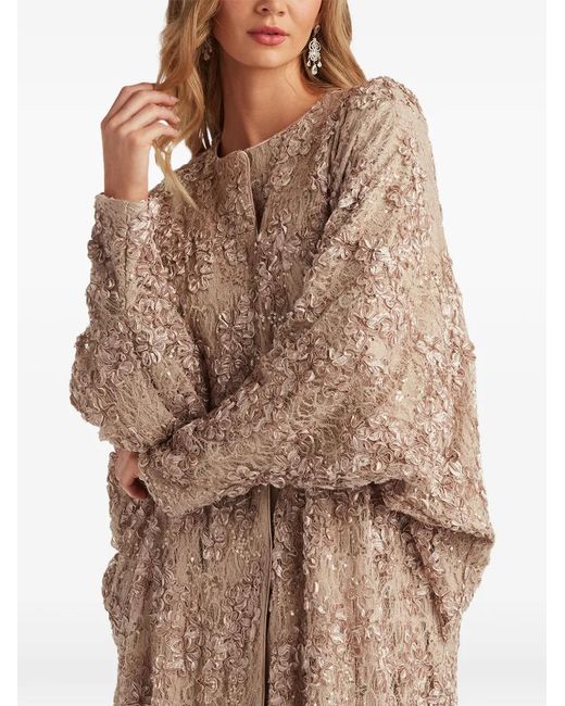 Tadashi Shoji Natural Floral Sequin Dress