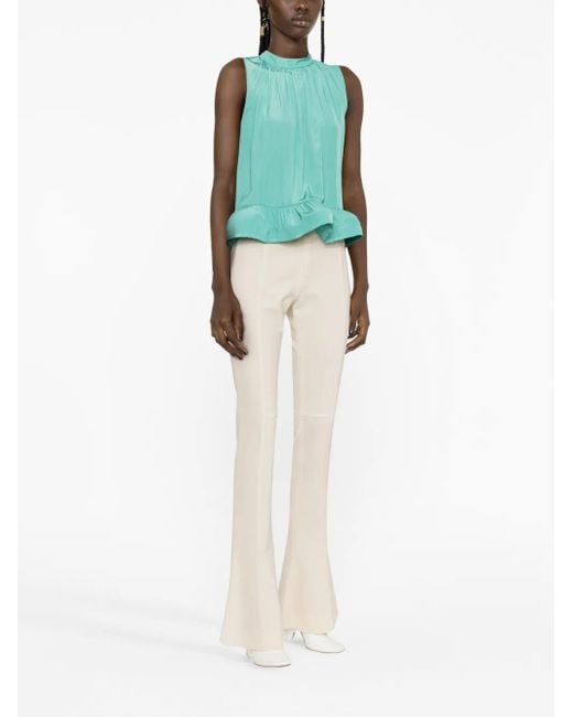 Lanvin Green Ruffle-Hem Blouse