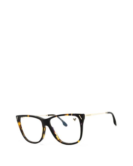 Victoria Beckham Black Tortoiseshell-Effect Rectangle-Frame Glasses