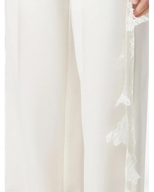 Blumarine White Lace-Detail Trousers