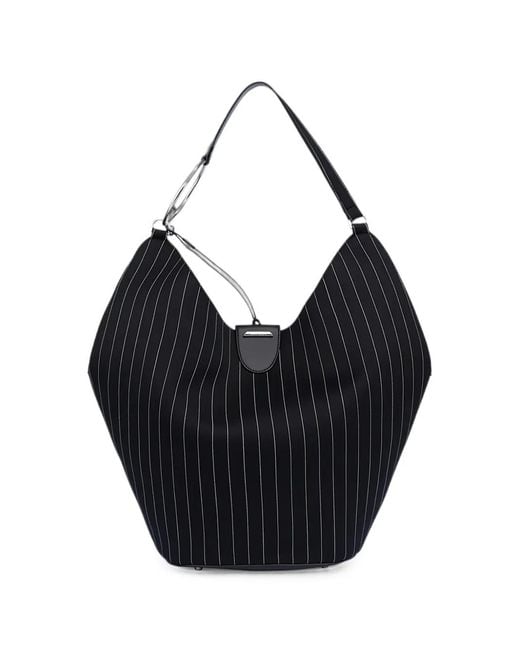 Dondup Black Large Pinstripe Tote Bag