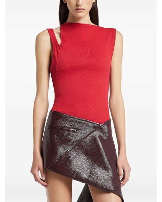 Courreges Red Courrges Oblique 90's Rib Top