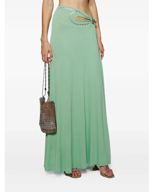 Rabanne Green Cut-Out Eyelet-Embellished Skirt