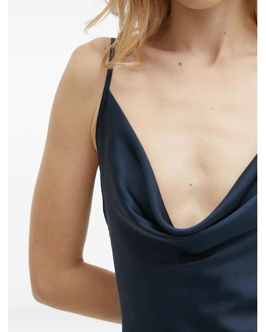 Guess Blue Cowl-Neck Midi Dress
