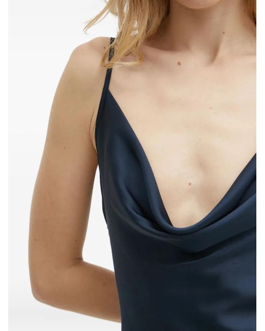 Guess Blue Cowl-Neck Midi Dress