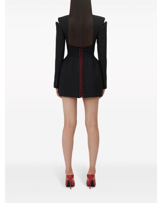 Alexander McQueen Black Lace-up Wool Mini Dress