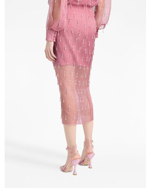 Cinq À Sept Marta Crystal-embellished Silk Skirt in Pink | Lyst