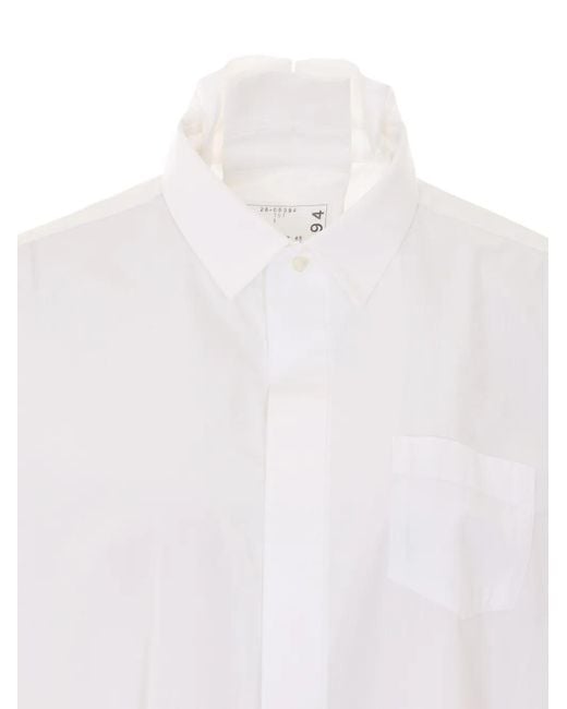 Sacai White Frontal Buttons Oversize Shirt