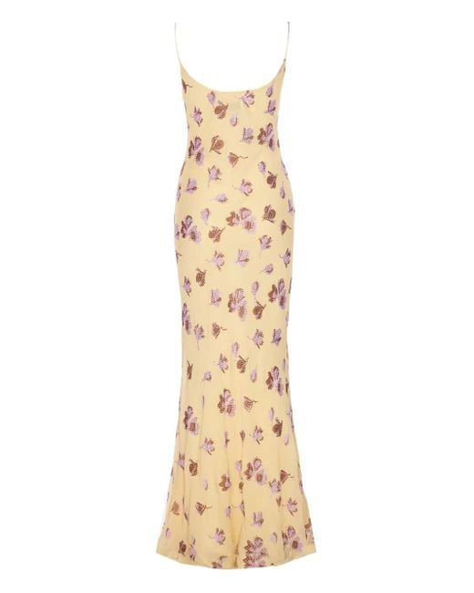 Self-Portrait Maxi-Jurk Met Bloemenprint En Stras in het Metallic