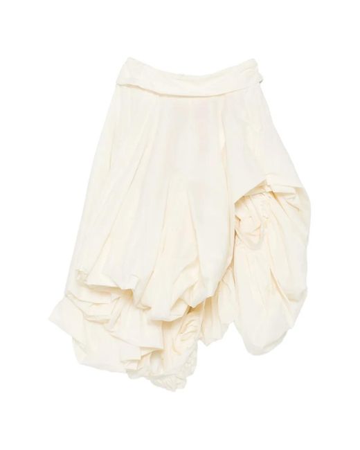 Magda Butrym White Balloon-Hem Draped Midi Skirt